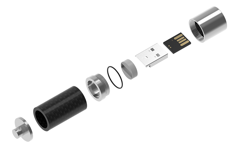 Carbon Fiber USB Flash Drive | Exploded Diagram