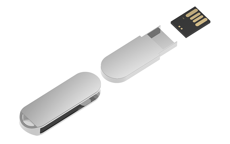 Chrome Spin USB Flash Drive | Exploded Diagram